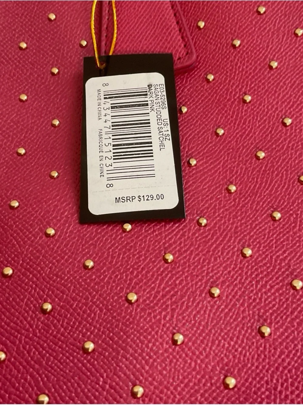 bebe Hot Pink Studded Satchel with Gold Hardware